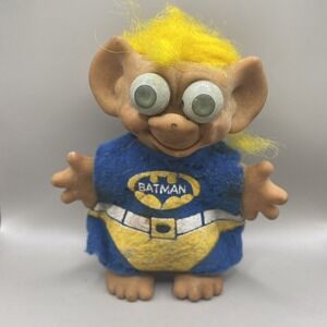 Vtg 1966 Uneeda Wishnik 5.5" Batman Troll Doll‎ w/  Bulging Eyes Yellow Hair